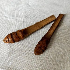 Tea Scoops 9V7T Chinese-Style Old Bamboo Root Leakage Handmade Is Long-Handled Water Spoon Set Pot Brush Clip Ce
