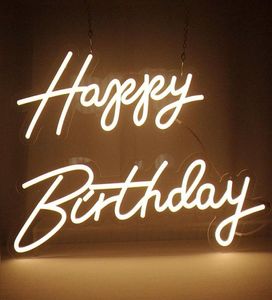 Neon LED -skylt Anpassad Happy Birthday Led Light Party Flex Transparent Acrylic Oh Baby Neon Light Sign Wedding Party Decoration4484443