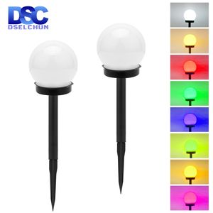 2/4/6/8pcs Led Lawn Lamp Round Ball Solar Pathway Lights Landscape Waterproof Outdoor Yard Buried Night Lights Garden Floor Lamp