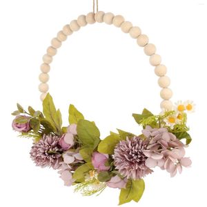 Fiori decorativi finto legno perline ghirlanda decorazione porta ghirlanda ciondolo fattoria matrimonio primavera appeso in plastica