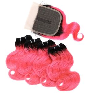 Weaves BHF Body Wave Bundles With Closure 100% Natural Remy Brazilian 50g Blonde Ombre Human Hair 4 Bundles With Closure