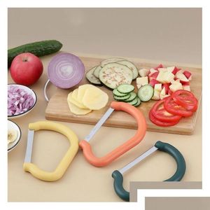 Fruktgrönsaksverktyg Slicer Handheld Salad Tool Portable Creative Potato Tomaty Gurka Cutter Banana Ham Kitchen Q765 Drop Delivery OTOA0