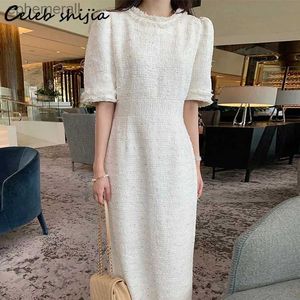 Urban Sexy Kleider Neue Beige Quaste Tweed Kleid Frauen 2023 Frühling Oansatz Hohe Taille Kleidung Koreanische Elegante Büro Damen Vestido yq240330