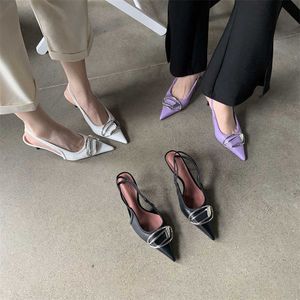 Тонкие корейские туфли с заостренным полым одинарным каблуком, женские сандалии на высоком каблуке с мелкой задней частью, 230209 Odvjl