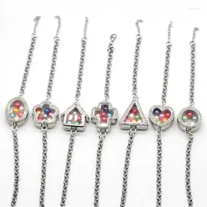 Braccialetti a maglie Bulk 5 pezzi Medaglione di memoria galleggiante vivente 7 stili Medaglioni di perle magnetiche Regalo di gioielli da donna XK16