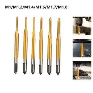 1PC HSS Titanium Coated Thread Tap Metric Straight Flute Screp Hand Tools M1 M1.2 M1.4 M1.6 M1.7