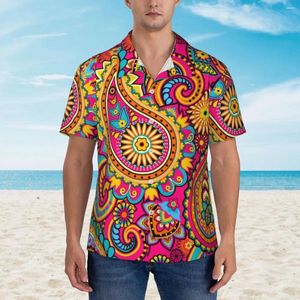 Men's Casual Shirts Summer Shirt Vacation Retro Paisley Print Blouses Abstract Floral Loose Men Short Sleeve Y2K Street Clothing