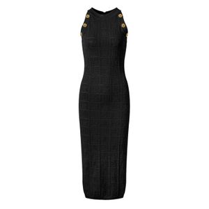 326 2024 Milan Runway Dress SPring Summer Sleeveless White Black Green Brand Same Style Womens Dress Fashion High Quality YL