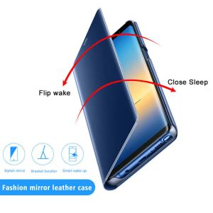 Para xiaomi poco f5 pro f5pro case luxury clear view espelho flip stand telefone