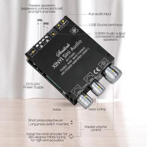 AIYIMA Mini Audio Amplifiers TPA3116 Bluetooth 5.0 Power Amplifier Board 100Wx2 Stereo Amp Digital Sound Amplificador