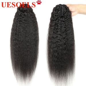 Claw Clip in Kinky Straight Ponytail Human Hair 8-26 tum Peruvian 100% Remy Horse Tail Natural Black Color Human Hair Extentions