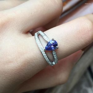 Kluster ringer meibapj naturligt vatten droppe tanzanite ädelsten klassisk ring för kvinnor 925 sterling silver fina bröllop smycken