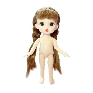 かわいい17 cm bjd pout doll body 1/8 with head and Shoes mini noll naked body 13可動継手魅力的な大きな目キッズdiyおもちゃ