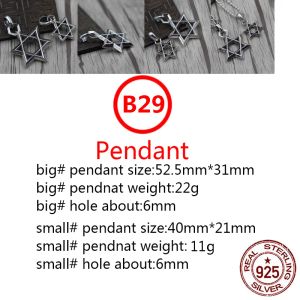 Lockets B29 S925 Sterling Silver Pendant Personalized Fashion Simple Couple Creative Retro Six Star Letter Net Red Punk Hip Hop Dance Styl
