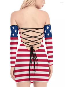 Casual Dresses Stylish And Sexy Women S Stripe Stars Print Tube Dress For 4th Of July Celebrations Street Fashion