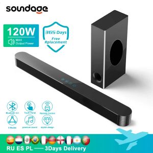 120W Bluetooth Soundbar med Subwoofer Wired Soundbar Bluetooth -högtalare för TV -basjusterbart surroundljud för hemmabio