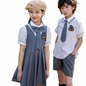 Uniforme scolastica estiva Dolce temperamento giapponese coreano Versi Ragazzi Ragazze Camicia bianca Gilet pieghettato GraduatiDr Pantaloncini Suit 86Fq #