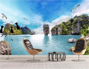Wallpapers Custom Mural Po 3d Room Wallpaper Sailing Gull Island Home Decor Painting Picture Wall Murals For Walls 3 D