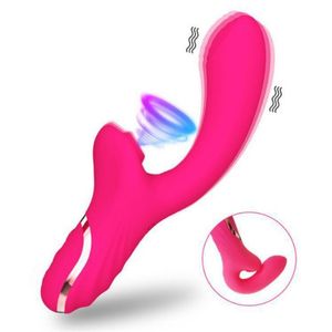 Prodotti femminili per adulti 3-in-1 femminile che succhia vibrazione schiaffi bastone da massaggio vibrante bastone av stuzzicamento del sesso bastone a doppia estremità, vibratore