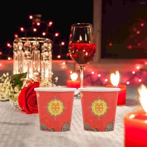 Bicchieri usa e getta Cannucce 100 pezzi Happy Paper Cup Banchetto Party Drink Wedding Bevanda per tazze da caffè cinesi