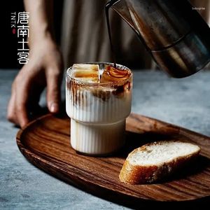 Koppar tefat glas kaffekopp hög borosilikat värmebeständig latte senior vatten japansk mjölksaft whisky