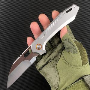 Högkvalitativ taktisk vikkniv D2 Stål Satin Blade Rostfritt stål Handtag Bollbärande EDC Pocket Knives Camping Hunting Knives
