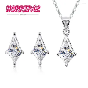 Brincos HORRIPAL D VVS1 Irregular Moissanite Kite Design Conjuntos de joias de diamante com certificado GRA S925 Colar feminino de prata