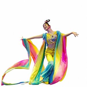 danza volante seta colorata danza Dunhuang performance di seta Lg lancio di stelle filanti di seta sparse danza popolare cinese drappo n5eO #