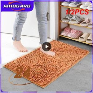 Bath Mats 1/2PCS Solid Color Bathroom Mat Carpets Chenille Water Absorption Bathtub Washbasin Floor Non-slip Toilet Rug Plush