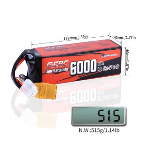 SunPadow 4S Lipo Battery 14.8V 6000MAH 7300MAH 70C XT90 TコネクタRCバギートラグシー車両車トラックタンクレーシング趣味