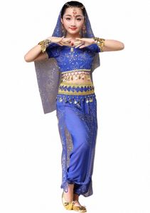 Costumi di danza orientale Ragazze Egitto Costumi di danza del ventre per bambini Set Abbigliamento danza del ventre indiano egiziano India x2Xm #