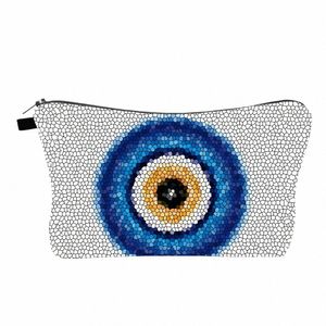 fudeam Evil Eyes Print Pattern Mulheres portáteis Bolsa de armazenamento de viagem para higiene pessoal Organizar Bolsa de cosméticos à prova d'água Bolsa de maquiagem feminina H2OO #