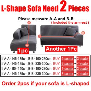 Solid color Sofa Covers 1/2/3/4 Seats Elastic Solid Couch Cover L Shaped Sofa Cover Protector Bench Covers