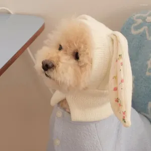 犬用アパレル猫のための軽量ペットの冬の帽子犬愛らしい耳編み天気子犬
