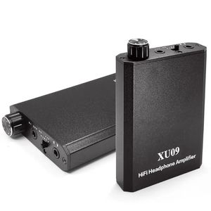 XU09 Mini Audio HiFi hörlurarförstärkare Portable Earphone Aux i port 3.5mm Stereo Jack Metal Case Big Power for Music
