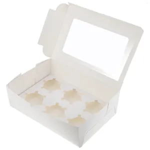 Ta ut containrar 20 datorer Öppna Window Party Cake Box Cupcakes Cookie Container Paper Packaging