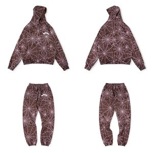 24ss USA Men Women Letter Puff Print Allover Web Print Tracksuit Outdoor Set Hooded Sweatshirt Pants Hoodie Joggers Trousers Casual Suit Sold Separately 0330