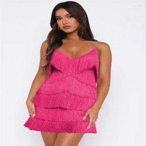 Casual Dresses Ladies Latin Dance Club Sexy Party Sling Dress Summer Entusiasm fransad lager mager