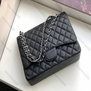 이브닝 백 10A 최고 계층 품질 Maxi Double Flap Bag Luxury Designer 33cm Real Leather Caviar Lambskin Classic Black Purse Quilt262o