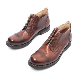 Botas de couro genuíno de couro tornozelo de moda retro vestido de negócios alta botas formais para sapatos italianos masculinos, marca de luxo masculino botas