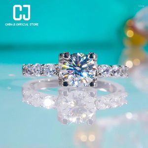 Cluster Rings Bull Head Real Moissanite Diamond D Color Ring 925 Sterling Silver Platinum Plated Proposal For Women Wedding Fine Jewelry