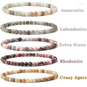 Strand Natural Stone Armband 4mm Round Agates Labradorite Quartz Beads Elastic Energy Armband For Women Men Reiki Yoga Jewelry Gift