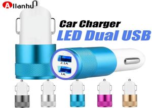 BRAND NOKOKO Car Charger Metal Travel Adapter 2 Ports Colorful Micro USB Car Plug USB Adapter For Samsung Note 8 Iphone 7 OPP Pack2195340