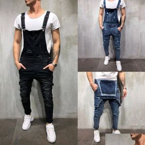 Mens Jeans Dropship K Overall Casual Jumpsuit Wash Broken Pocket Trousers Suspender Pants Mid Skinny Pencil Fl Length Drop Delivery Ap Dhecf