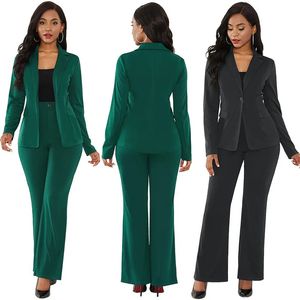 womens suit office two piece set long sleeve pants 2 female winter pieces sets 240329