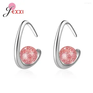 Orecchini a cerchio piccoli e carini, cristallo naturale di fragola, pietra di luna, argento sterling 925, moda per le donne, gioielli da regalo per l'anno