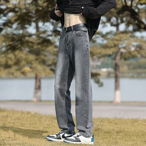 Czarne i szare dżinsy, jesień umyte stare spodnie, 2024 Trendy High Street Lose Lose Paspey Prosty Leg Youth Pants