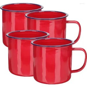 Muggar 4st Vintage Emamel Coffee Mug Retro Tea Cup Beer Juice Water For Wedding Travel Home Office Presents