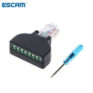 Escam RJ45 Ethernet Macho para 8 pinos Adapter Adapter Block Block Plug para câmera CCTV