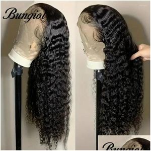 Lace Wigs 13X4 Water Wave Frontal Human Hair For Women Brazilian Curly Front On Sales Clerance 180% Denstiy Drop Delivery Products Ot5Jo